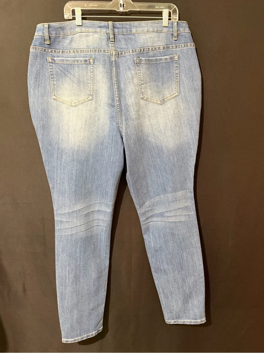 Ashley Stewart Light Blue Straight Leg Jeans with Studded Pockets - Picture 2 of 4